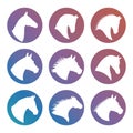 Horse heads silhouettes icons set Royalty Free Stock Photo