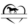 Horse heart icon vector. Horse Split Name Frame illustration sign. Horse Monogram symbol or logo.