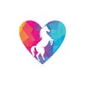 Horse heart shape logo design.