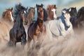 Horse herd close up in motion Royalty Free Stock Photo