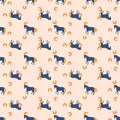 Horse and horseshoe seamless peach color pattern.