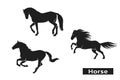 Horse icon set. stallion logo symbols. isolated vector silhouette image