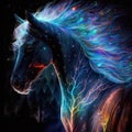 horse image glowing A tress of celestial fire a mane of auroras glow