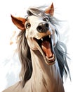 a horse with its mouth open and it\'s tongue out. generative ai