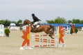 Horse jump at the equitation contest