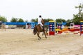 Horse jump at the equitation contest