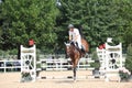 Horse jump over a fence