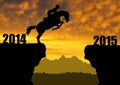 horse jumping into the New Year 2015 Royalty Free Stock Photo