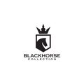 Horse king logo design with crown template Royalty Free Stock Photo