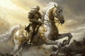 Horse knight battlefield. Generate Ai Royalty Free Stock Photo
