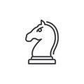 Horse, Knight piece in chess game line icon Royalty Free Stock Photo