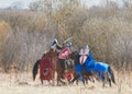 Battle of horse knights Royalty Free Stock Photo