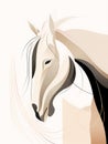 Horse Line Drawing Line Style, A Horse With Long Mane Royalty Free Stock Photo