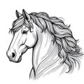 Horse Line Drawings for Coloring Practice, Generative AI. Royalty Free Stock Photo