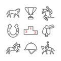 Horse line icons set. Equestrian. Vector signs for web graphics Royalty Free Stock Photo