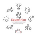 Horse banner line icons set. Equestrian. Vector signs for web graphics Royalty Free Stock Photo