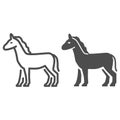 Horse line and solid icon, Farm animals concept, stallion sign on white background, standing elegance horse silhouette Royalty Free Stock Photo