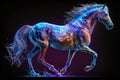 Horse Lion Background Burst Of Light Blue Purple. Generative AI