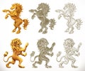 Horse and lion. 3d and engraving styles. Vector illustration