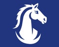 horse logo on blue background. horse head.