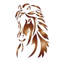 The horse logo is brown. Silhouette animal horse