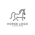 Horse logo design vector illustration. Line art horse logo design Royalty Free Stock Photo