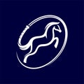 Horse whip logo with jump concept