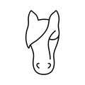 Horse logo. Linear icon of animal head. Black simple illustration of cattle, farming. Stylized symbol for stable. Contour isolated