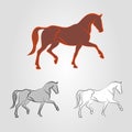 Horse logo. Mustang mascot. Perfect stallion. Calm pony. Noble steed icon. Race animal. Vector illustration Royalty Free Stock Photo