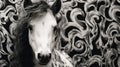 Close-up Portrait Of A Horse With Swirls: A Hypnotic Black And White Image Royalty Free Stock Photo