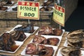 Horse mackerel and fresh fish for sale in a market in Numazu in Japan
