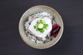 Horse mackerel sashimi with yam rice bowl Royalty Free Stock Photo