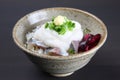 Horse mackerel sashimi with yam rice bowl Royalty Free Stock Photo