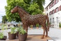 Horse made of horseshoes, weighing several tons and decorated with herbs, is intended to lure visitors to MÃÂ¼nsterplatz over the