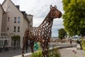 Horse made of horseshoes, weighing several tons and decorated with herbs, is intended to lure visitors to MÃÂ¼nsterplatz over the Royalty Free Stock Photo
