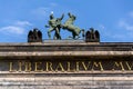 Horse with man bronze sculpture on the roof of Old Museum - Altes Museum in Berlin, Germany Royalty Free Stock Photo