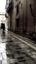 Horse man on a wet street in Malta