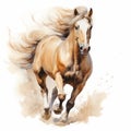 Realistic Watercolor Horse Illustration On White Background
