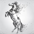 Horse with a mane from flowers. vector illustration