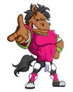 the horse mascot of American football complete with player clothe Royalty Free Stock Photo