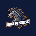 Horse mascot logo design vector with modern illustration concept style. Angry horse illustration.