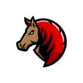 Horse mascot logo vector illustration, with red hair mane Royalty Free Stock Photo