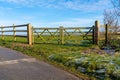 Horse meadow with a road next to it Royalty Free Stock Photo