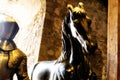 Horse Model Sculpture Statue and Suit of Armour in the Royal Armoury at the Tower of London, London, England, UK Royalty Free Stock Photo