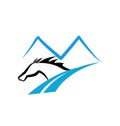 Horse in the mountain road, logo vector Royalty Free Stock Photo