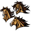 Horse Mustang Head Logo Vector Mascot Sports Design Illustration Set Premium Collection