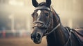 Horse nose or muzzle with bit and bridle. Horse racing at the hippodrome Royalty Free Stock Photo