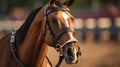 Horse nose or muzzle with bit and bridle. Horse racing at the hippodrome Royalty Free Stock Photo