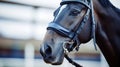Horse nose or muzzle with bit and bridle. Horse racing at the hippodrome Royalty Free Stock Photo