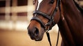 Horse nose or muzzle with bit and bridle. Horse racing at the hippodrome Royalty Free Stock Photo